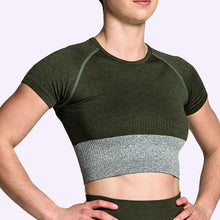 Load image into Gallery viewer, The WOD Life - Women's Endure Seamless Crop - Dark Olive Marl/Stone Marl
