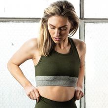 Load image into Gallery viewer, The WOD Life - Women's Endure Seamless Bra - Dark Olive Marl/Stone Marl
