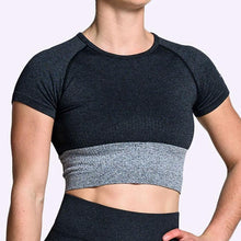Load image into Gallery viewer, The WOD Life - Women's Endure Seamless Crop - Black/Charcoal Marl
