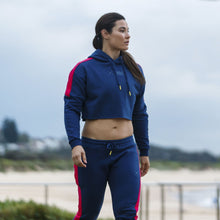 Load image into Gallery viewer, The WOD Life - Women's Wanderer Cropped Hoodie - INDIGO/CERISE

