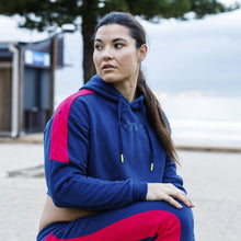 Load image into Gallery viewer, The WOD Life - Women's Wanderer Cropped Hoodie - INDIGO/CERISE
