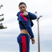 Load image into Gallery viewer, The WOD Life - Women's Wanderer Cuffed Jogger Pants - INDIGO/CERISE
